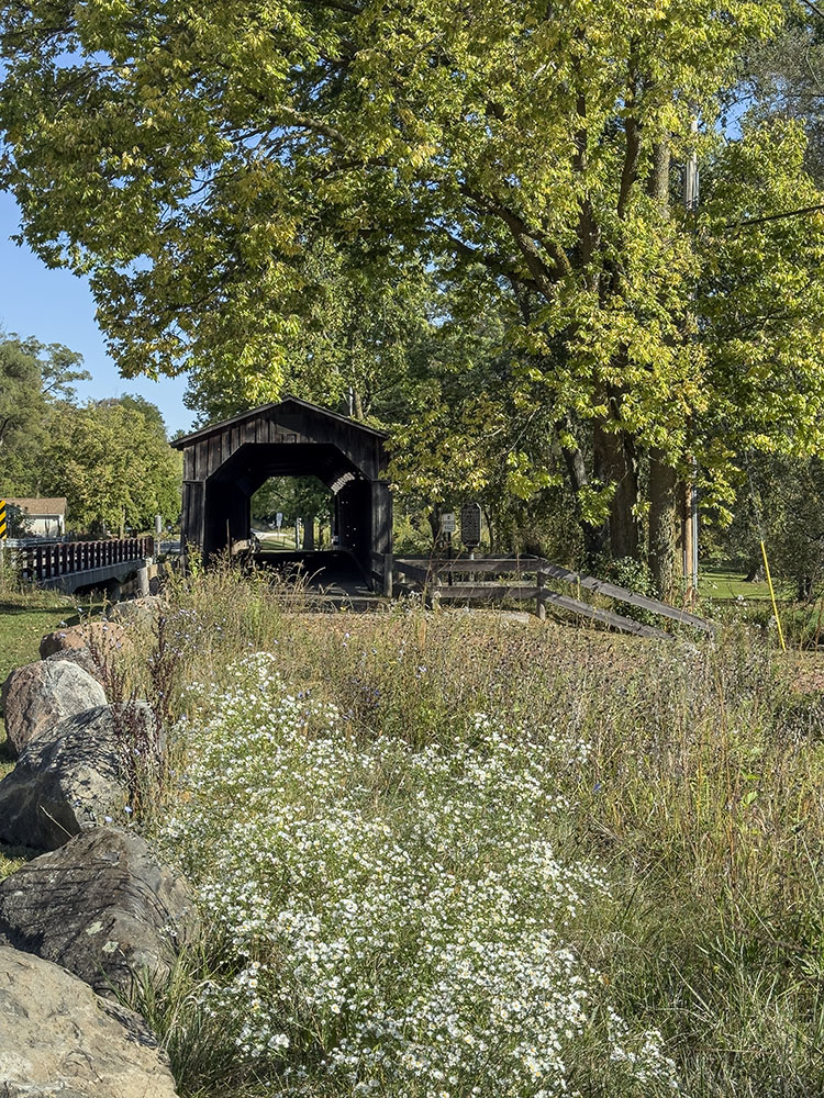 The covered bridge is no longer used for vehicular traffic.