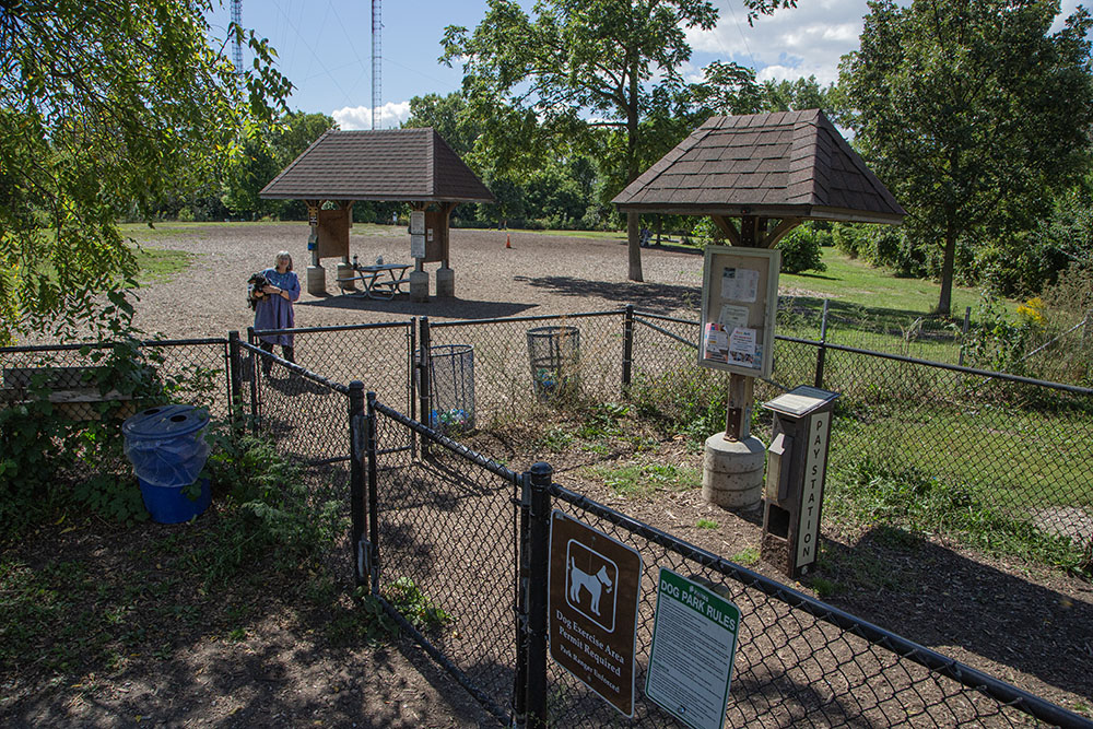 The dog exercise area at Estabrook Park where Darlene spends a lot of her time.