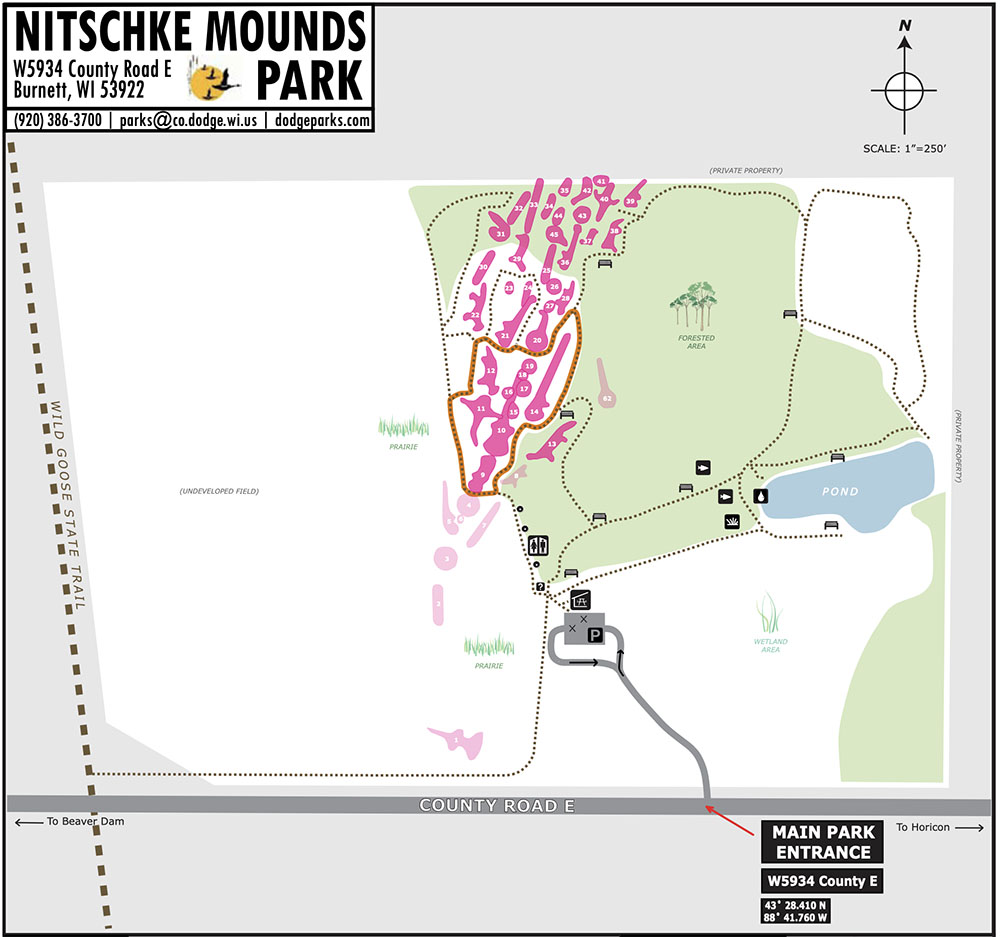 Map of Nitschke County Park. Courtesy Friends of Dodge County Parks.