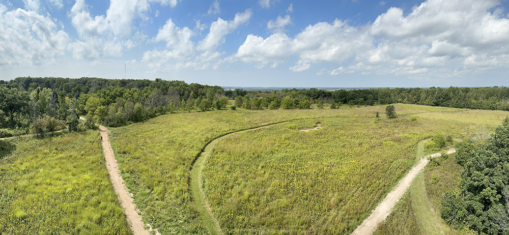 A panoramic view of the prairie from the observation tower.