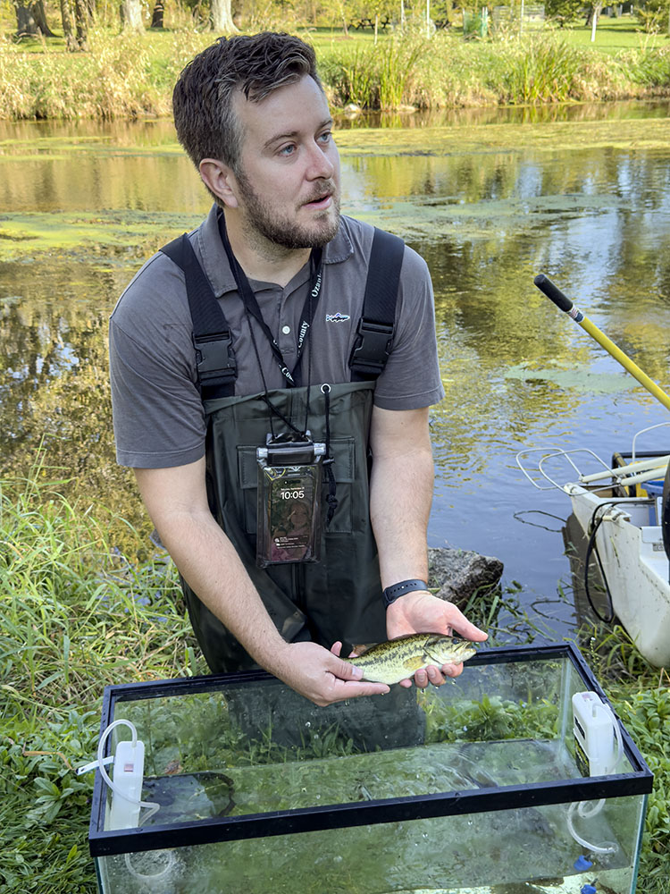 Miller with a largemouth bass.