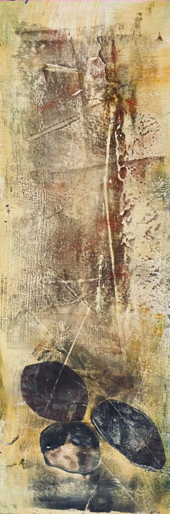 Wearing Time; Encaustic, Oil, Collage.