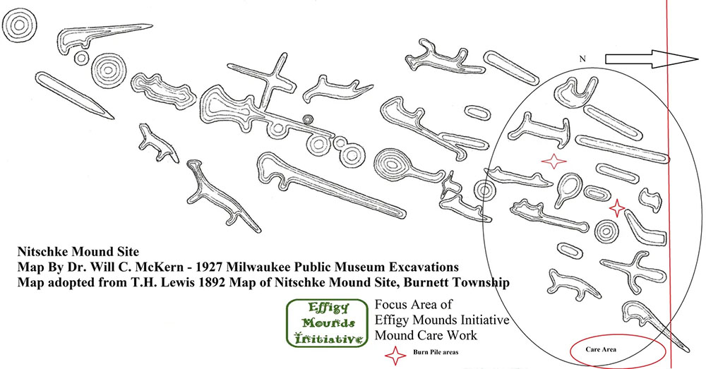 Map of mounds at Nitschke Park.