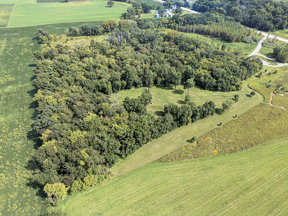 Aerial view of Nitschke Mounds County Park.