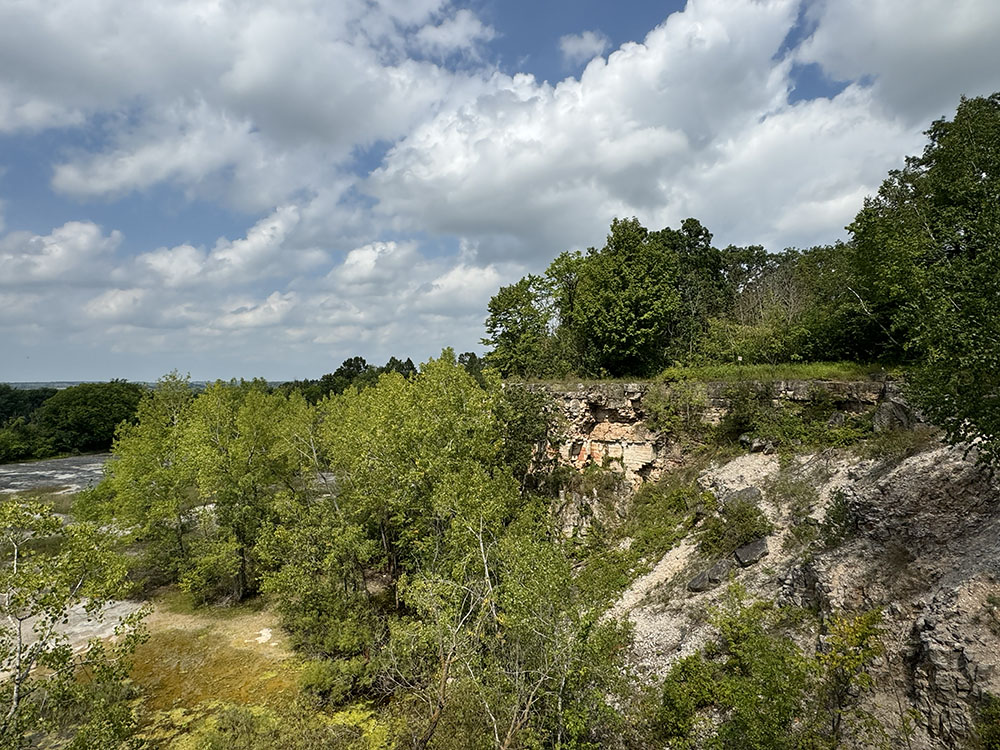 View of the inactive quarry from an overlook.