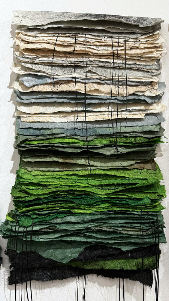 Where is it written? Lokta, dye, thread, waxed Irish linen, fabric. 2024