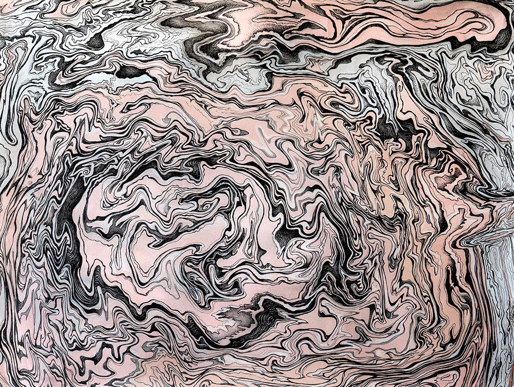 River Current 3. Marbled ink on paper.