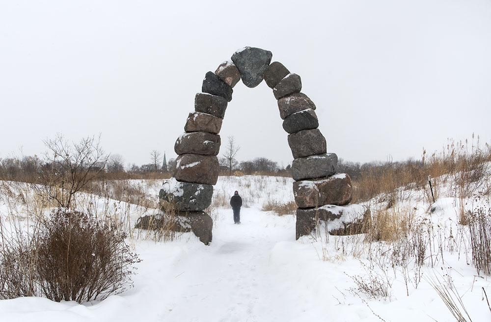 This monumental stone arch marks the entrance to the Milwaukee Rotary Centennial Arboretum in the Milwaukee River Greenway, which has nearly nine hundred acres of parkland to explore in the heart of the city.