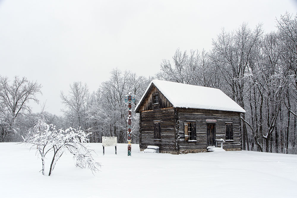 Snowbound trading post at the Muskego Historical Society Park, Muskego.