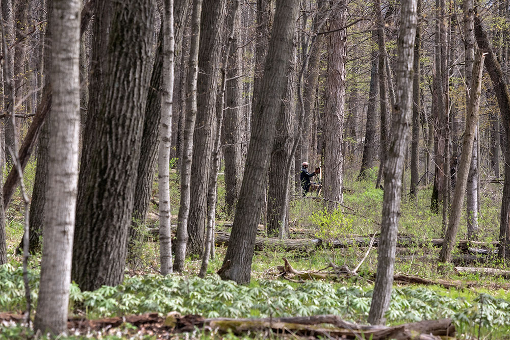 Hector Acuna painting en plein air at Bratt Woods Preserve.