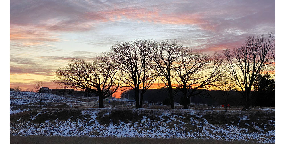 Sunset over a wintry County Grounds in Wauwatosa