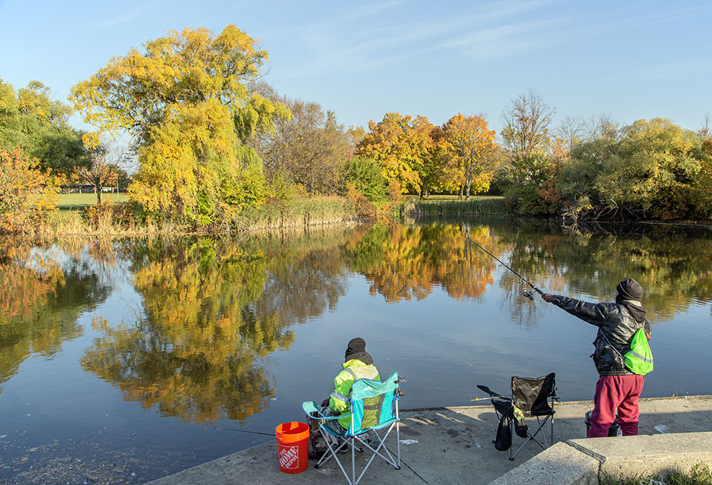 Fishing in the lagoon behind the Senior Center