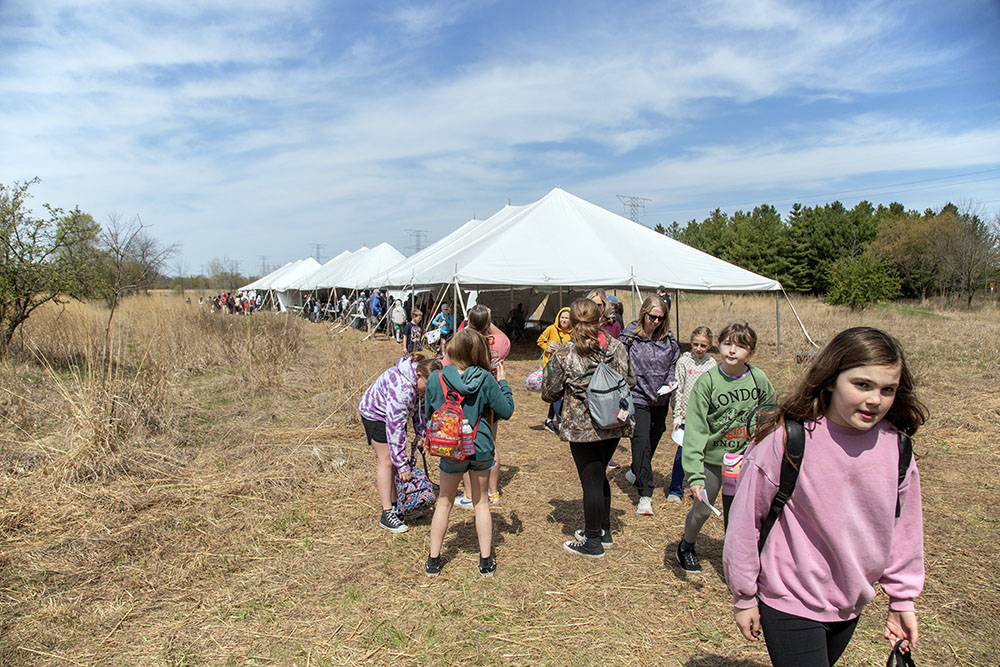 Archery and BB Gun safety were held in these big tents located on the flat field of the former Nike missile site on the property.