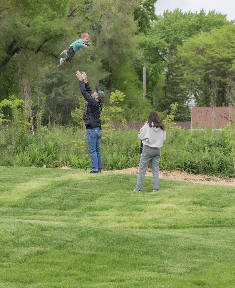 Some people just need a patch of grass to enjoy the park.