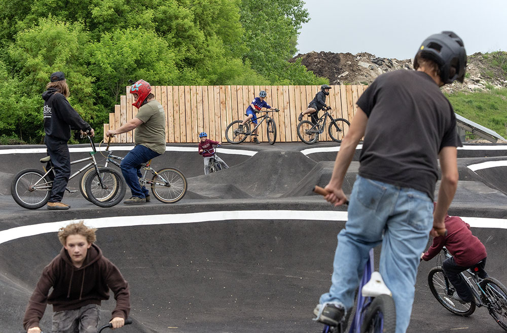 The new bicycle pump track got quite a workout on opening day.