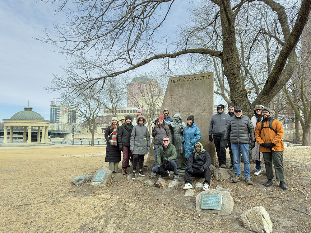 The February walk began in Red Arrow Park, then crossed the Milwaukee River to Pere Marquette Park.