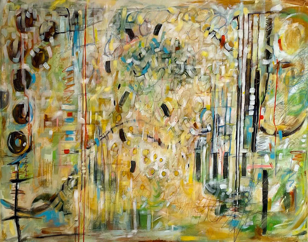 "Chateau" - Acrylic, graphite and oil pastels, 40" x 60"