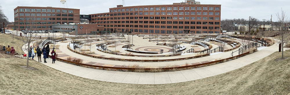 Davidson Park is owned by Harley Davidson, which can be seen behind the plaza.