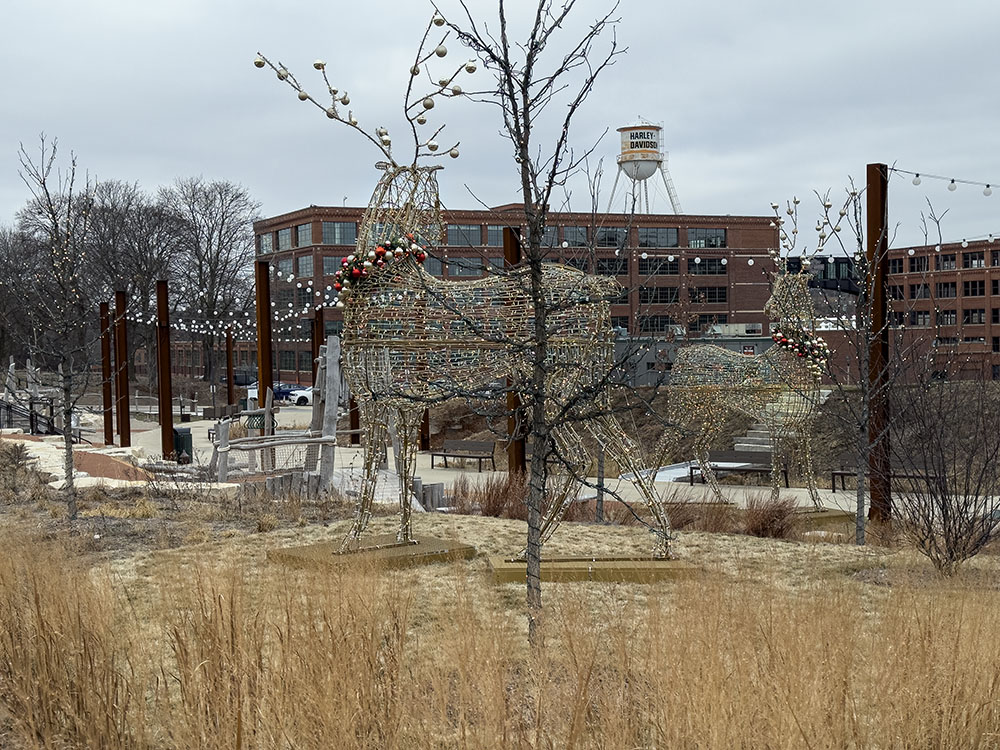 Davidson Park was decorated for the holidays with giant lighted reindeer.