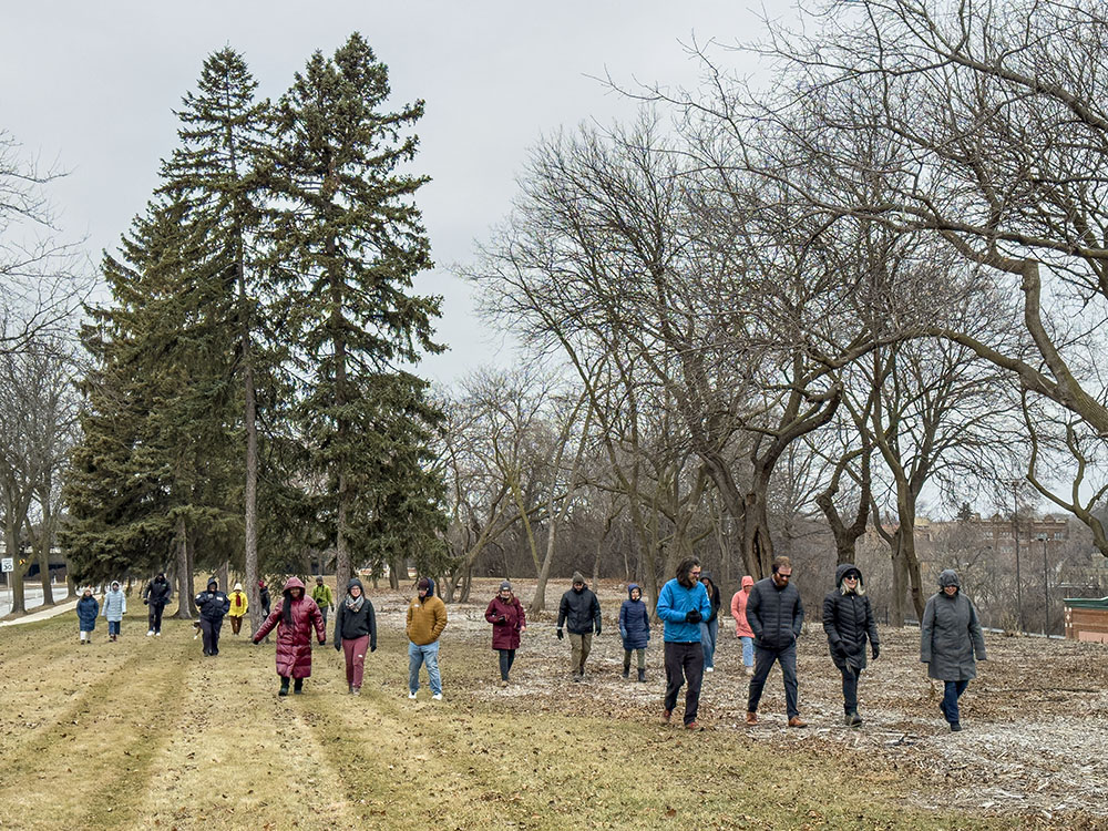 A surprisingly large group participated at Harley Park on a cold, overcast and snowless day in January.