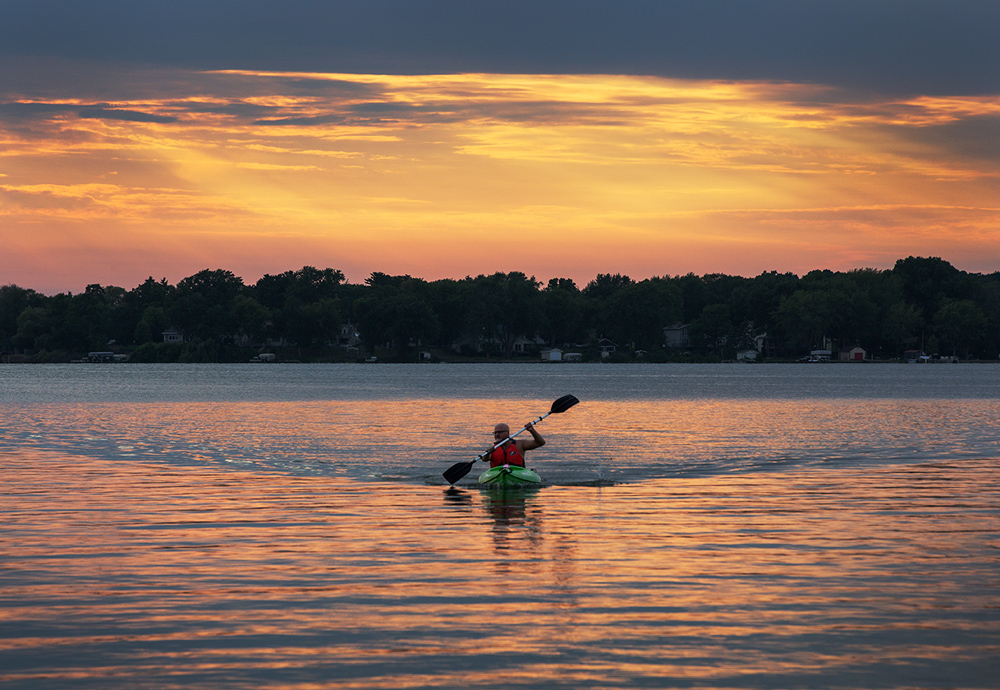 Sunset kayaker, Kettle Moraine State Park - Pike Lake Unit.