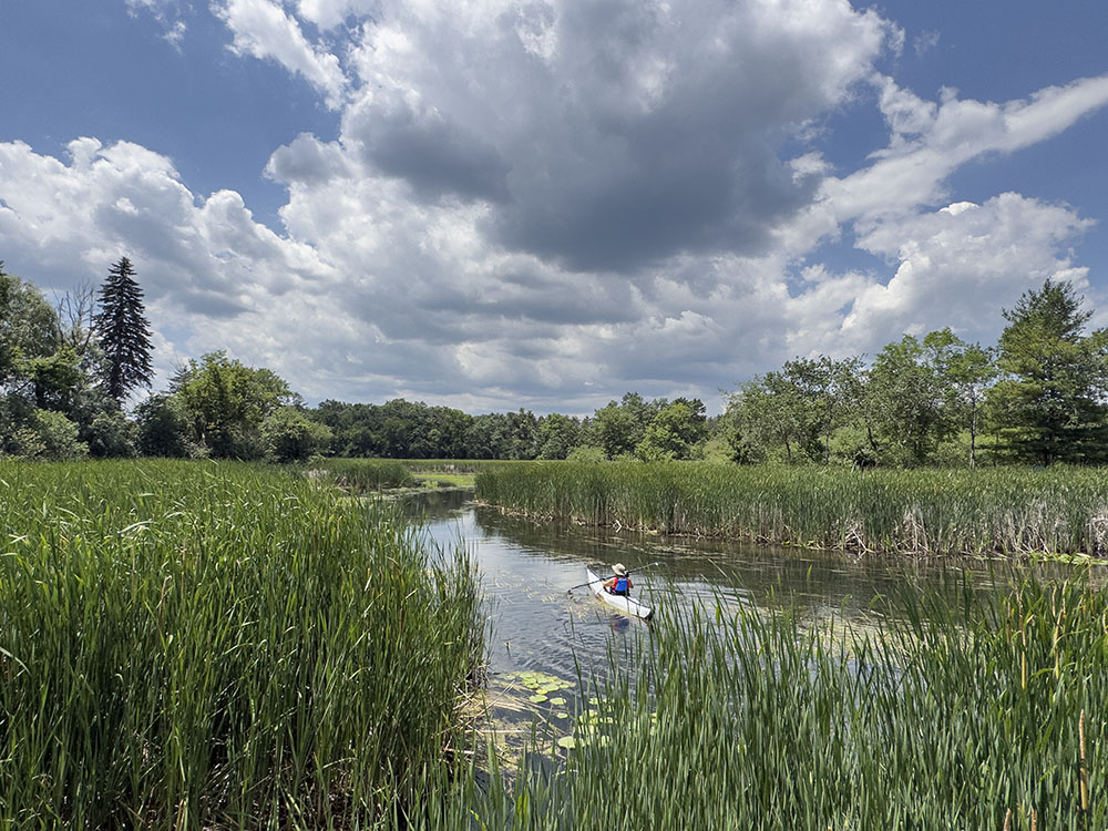 Setting out upstream from the boat launch on the Mukwonago River.