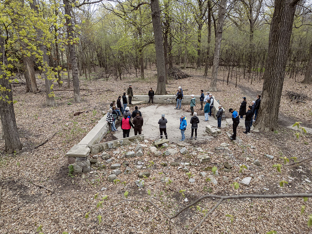 Sanctuary Woods in County Grounds Park was featured in May. These are the ruins of the Men's Pavilion that once rose from this foundation.