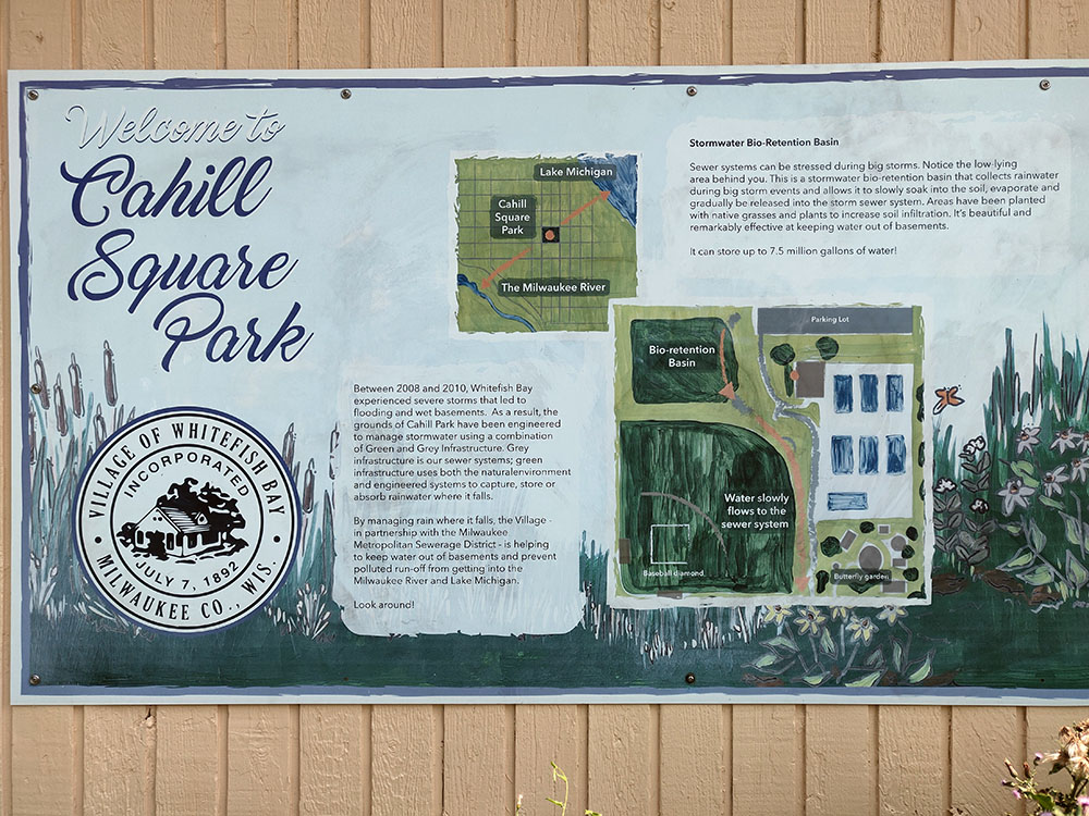 Cahill Park signage with maps.