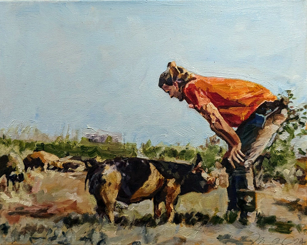 Morning Meeting, 16 x 20 oil on canvas, 2024