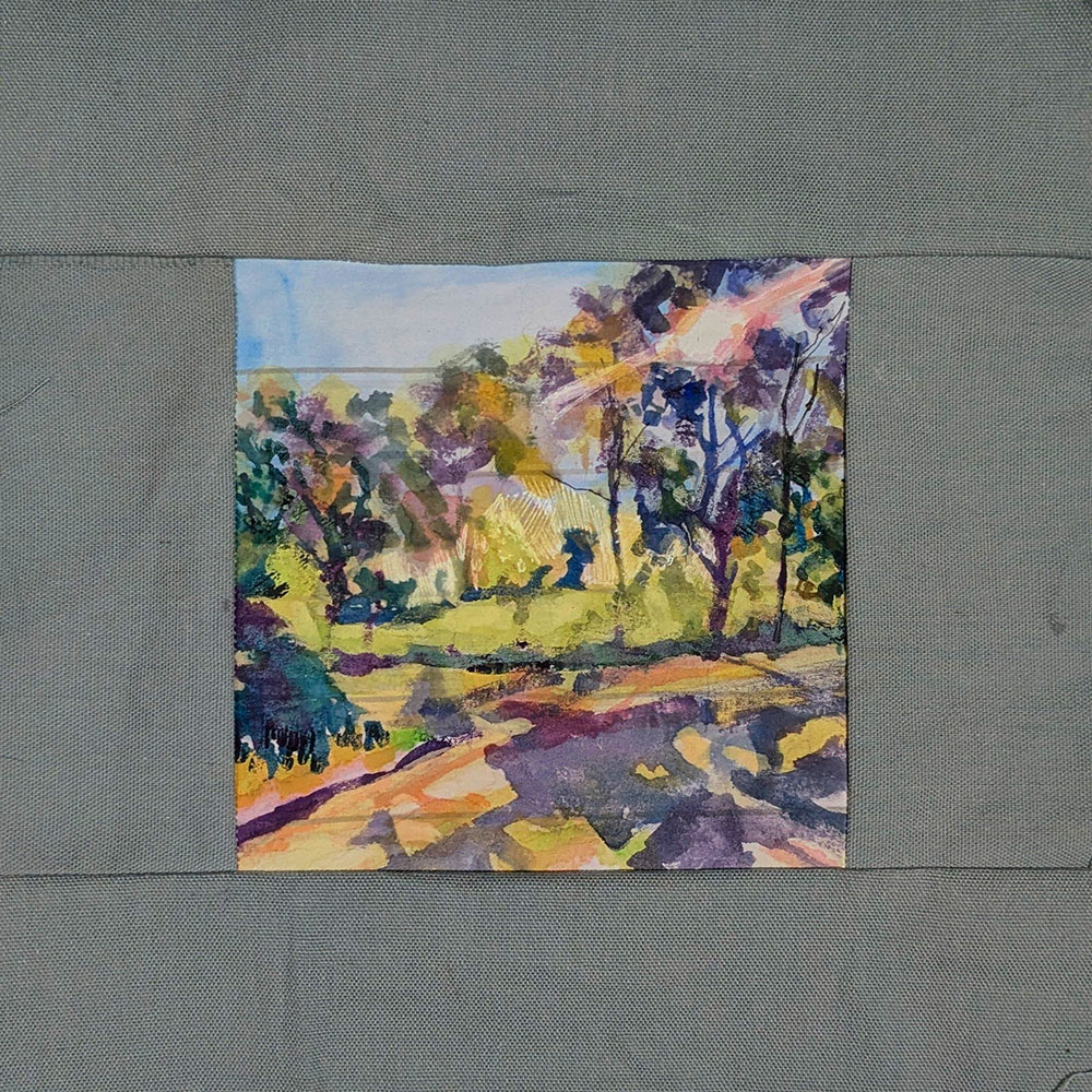 Sunburst study, gouache on fabric