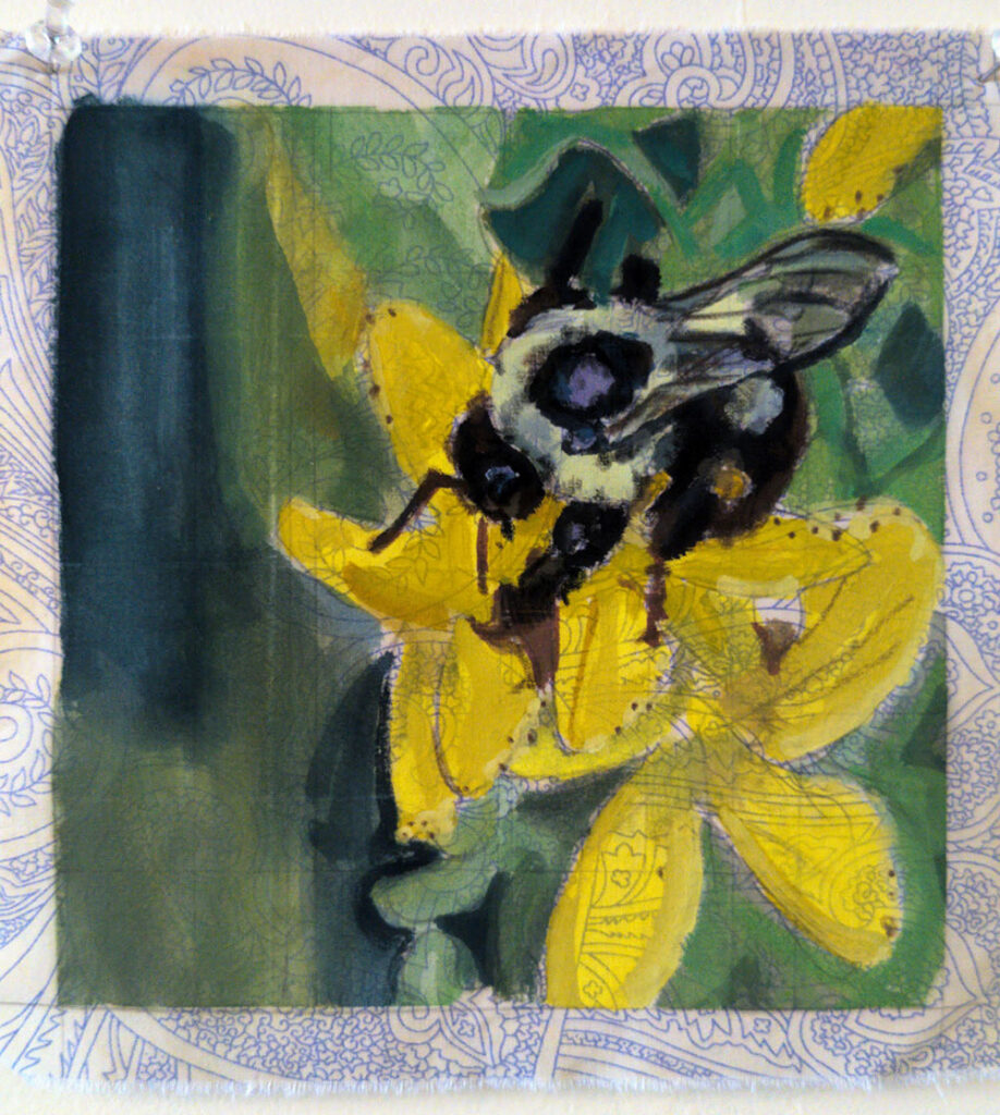 Eastern Bumblebee, mixed media on fabric