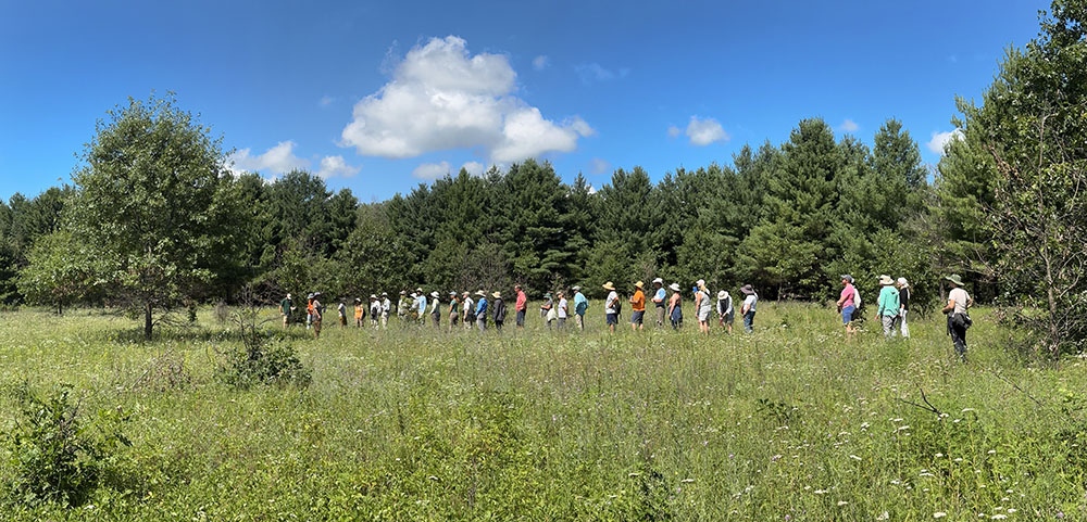 A tour group on the prairie at Mukwonago River Oak Barrens