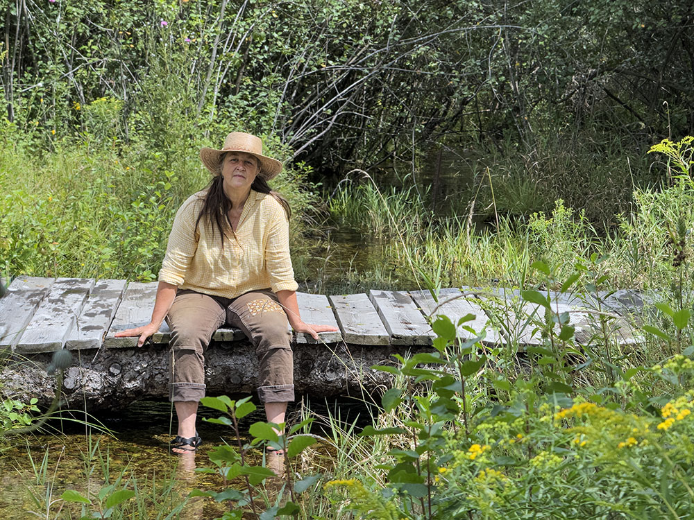 The creek crossing is one of the artist's favorite spots at Pearl Forge Farm Conservancy.