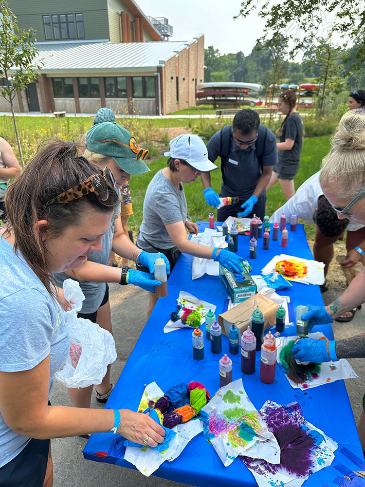 Tie-dying station.