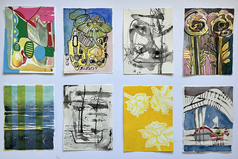 Assorted visual haiku on paper made for ARTservancy residency at Afterglow Farm.