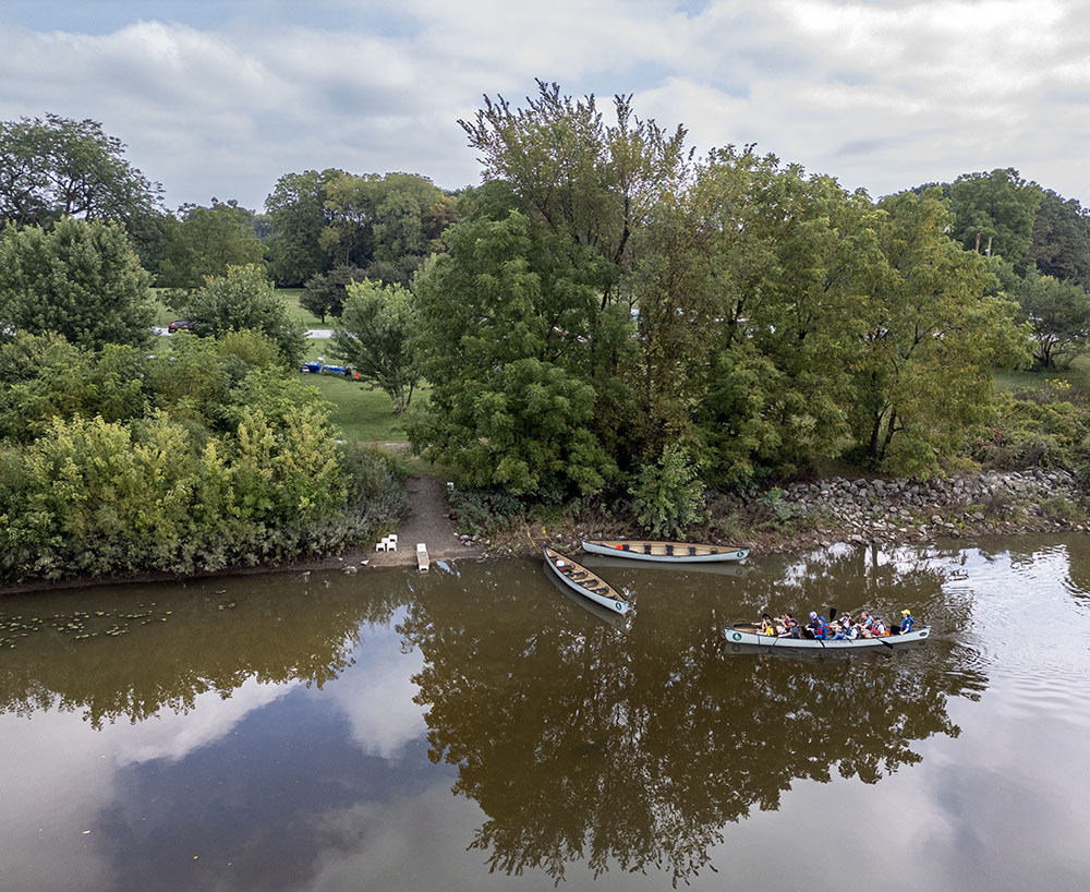 Canoe returning to the boat launch.
