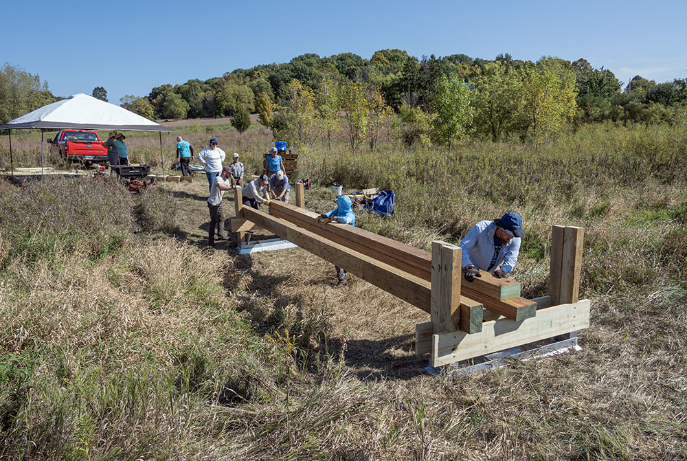Footbridge under construction.