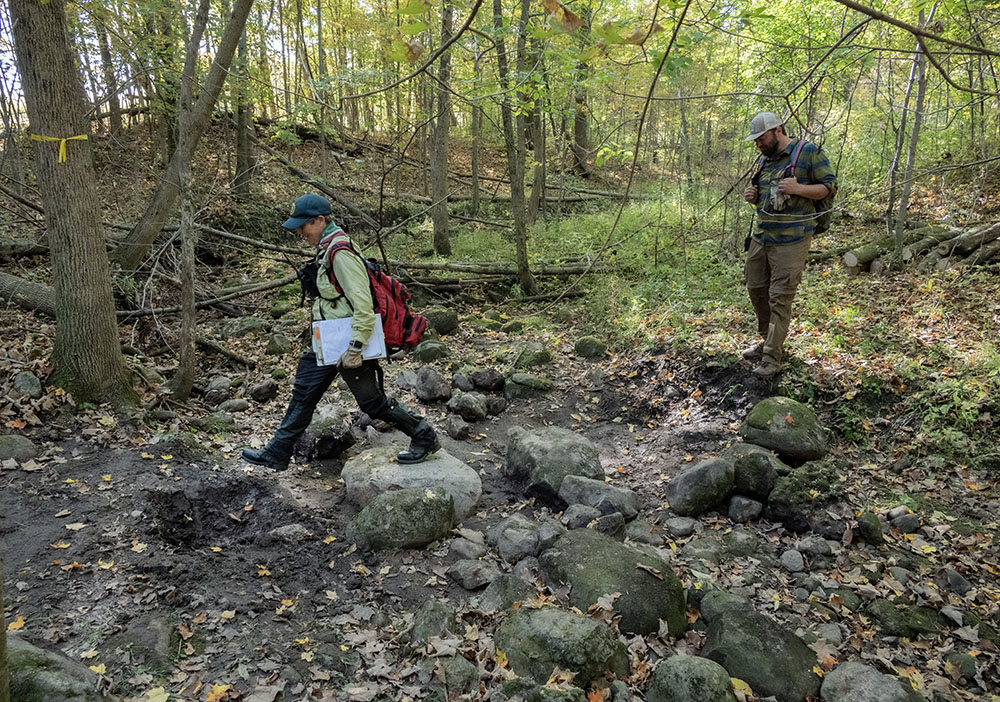 Stream crossing before all the stepping stones were placed.