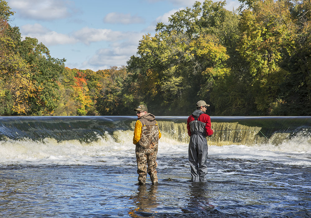 Fishing below the dam at Kletzsch Park, Glendale.
