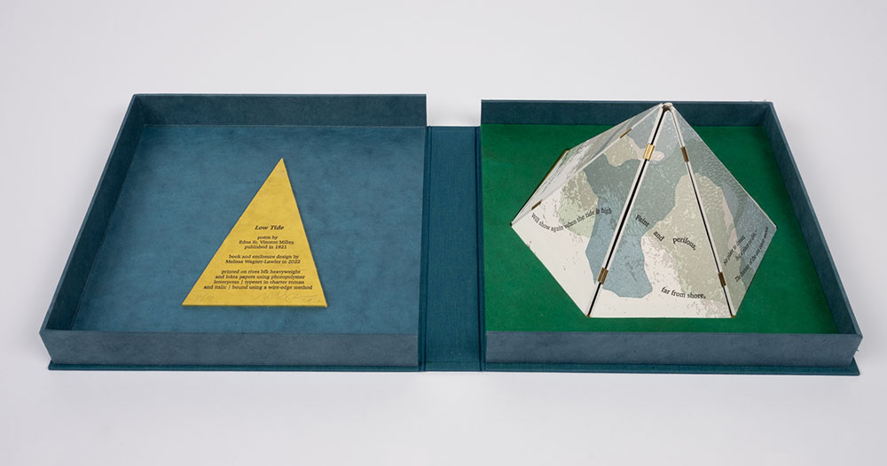 •	Low Tide, Letterpress and Relief in a Wire Edge Bound Structure, Custom Enclosure, 11" x 11" x 1.5", 2023