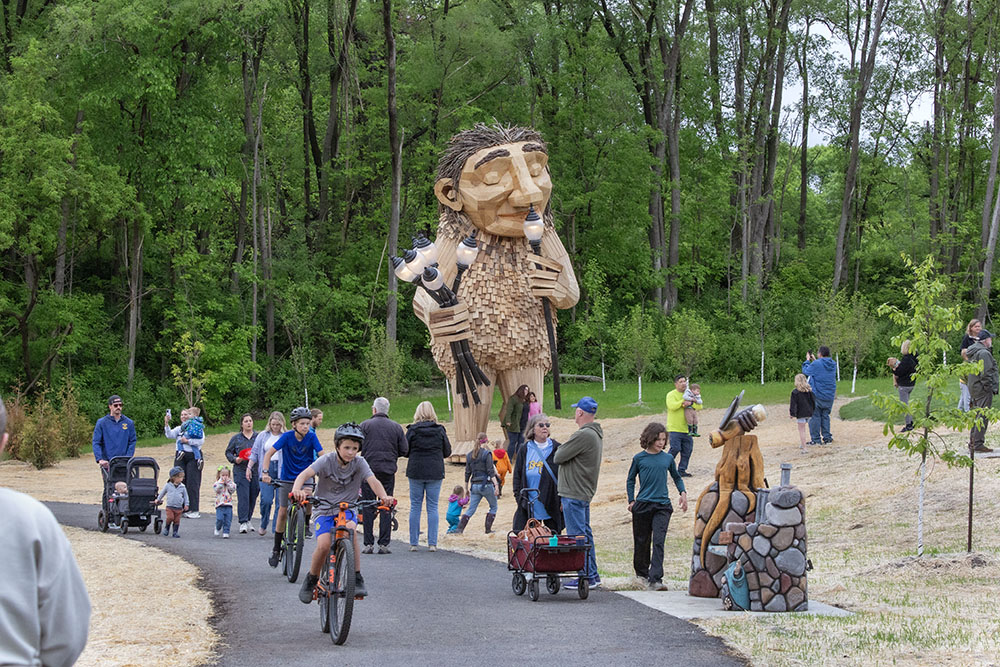Mama Rosa, the 24-ft. tall troll created by Danish artist Thomas Dambo, became an instant celebrity at the grand opening of a new park in Wauwatosa: Firefly Grove Park opens with a bang! And a troll.