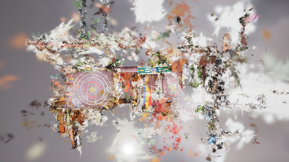 Top-down view of a reconstructed home in Guangzhou using 3D Gaussian splats in Unreal Engine 5, from 18th Wenyuan Street