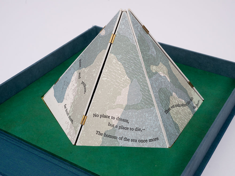 Low Tide, Letterpress and Relief in a Wire Edge Bound Structure, Custom Enclosure, 11″ x 11″ x 1.5″ (detail)