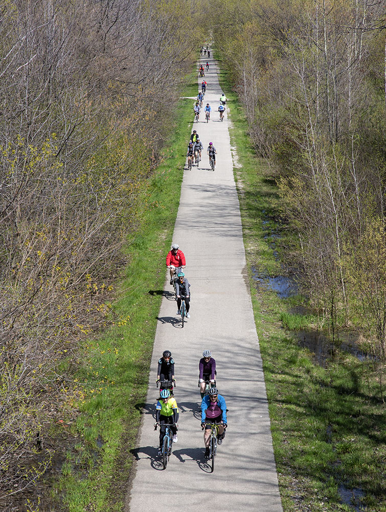 The Hank Aaron State Trail bisects Milwaukee County, running from the Lakefront, through the Menomonee Valley and on to West Allis.