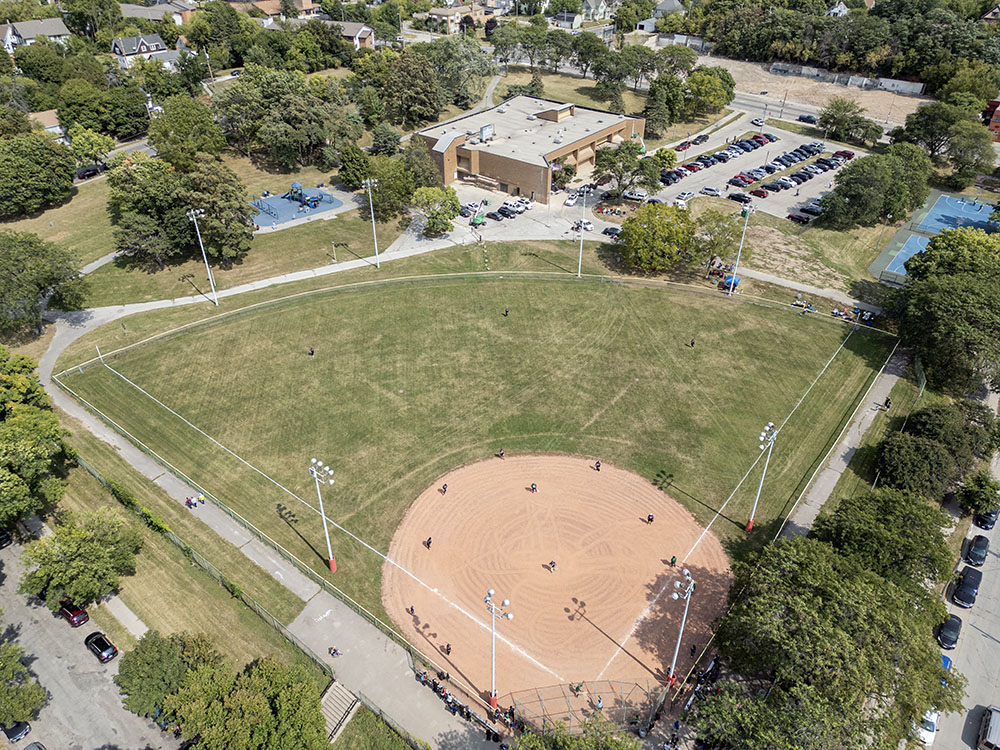 Small in acreage but high in amenities, 9.6-acre Rose Park includes a softball field, basketball courts, playground and the Clinton and Berenice Rose Senior Center.