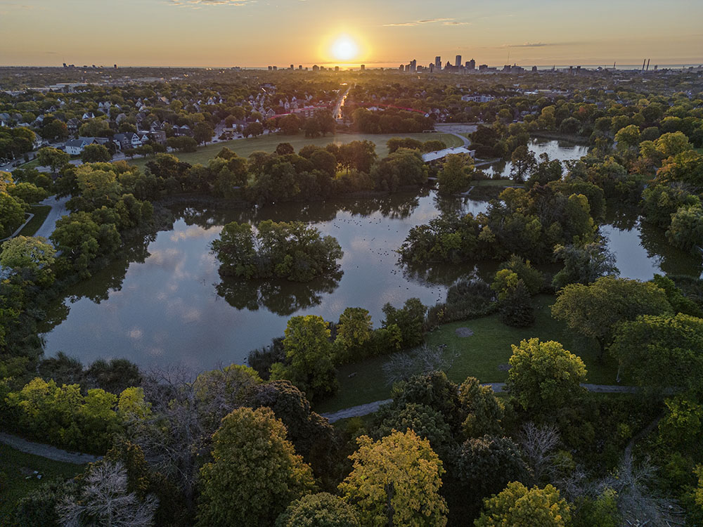 128.5-acre Olmsted-designed Washington Park is home to another branch of the Urban Ecology Center as well as a senior center and historic bandshell.