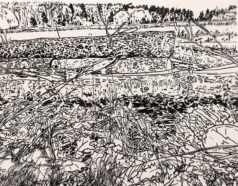 Texture study from the Eschweiler Conservancy - Paint pen on transparency paper