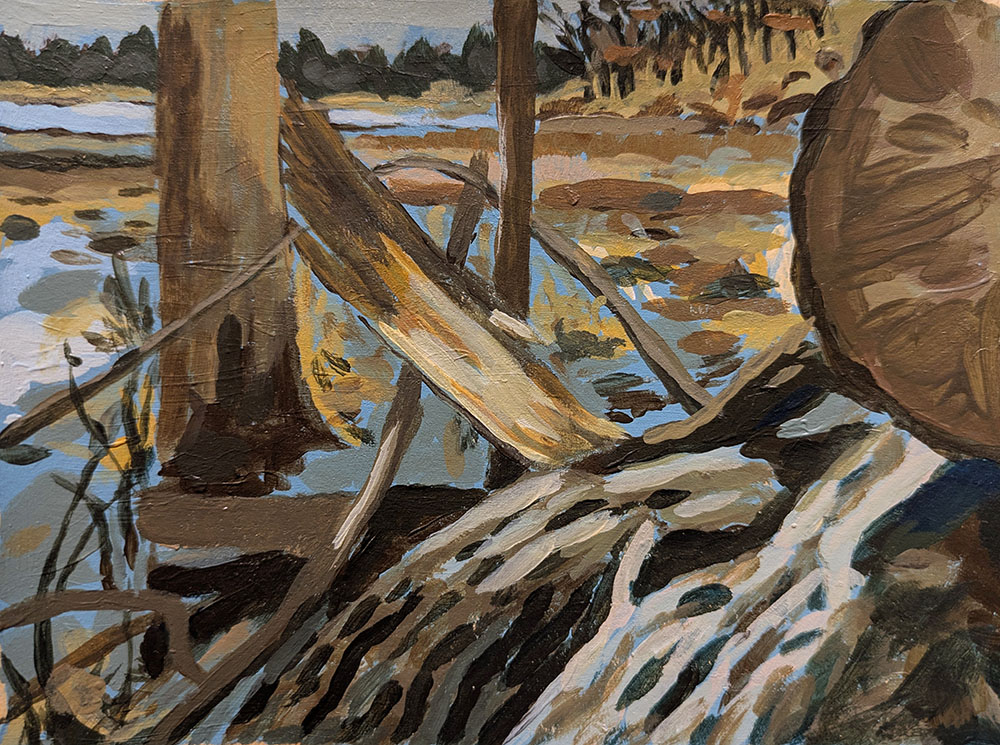 19.	Cornell Lake Study - Acrylic paint on paper