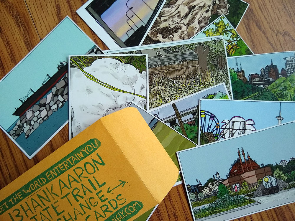 4.	Trading cards created for different locations along the Hank Aaron State Trail - the backs feature a map and short informational poem about the location.