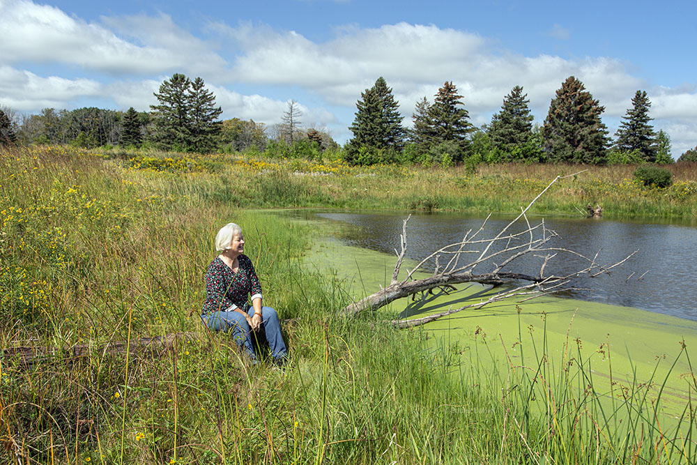 ARTservancy artist in residence Ellen Anderson at Forest Beach Migratory Preserve near Port Washington.